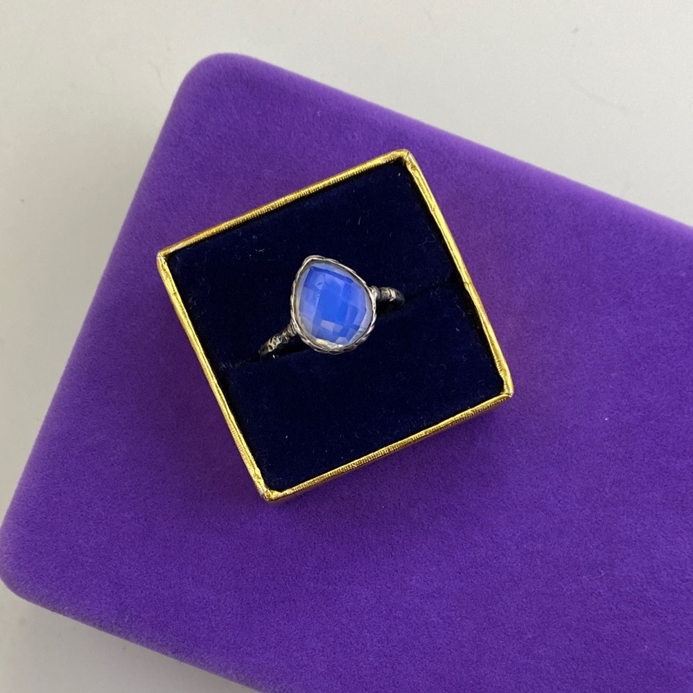 💛 Handmade Sterling Silver Blue Opalite Ring | Dreamy Light Effect - Picture 2 of 7